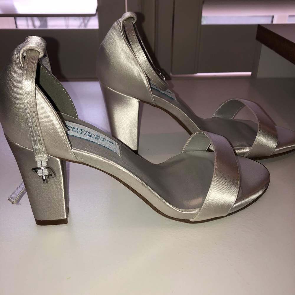 Maddox White Satin Heels